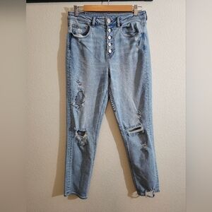 American Eagle Distressed Mom Jean Light Blue Women's Jeans